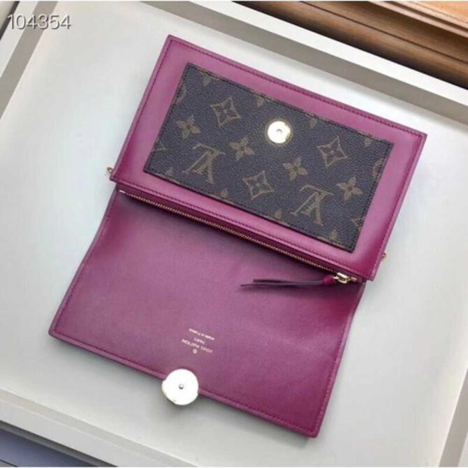 Louis Vuitton Replica Monogram Canvas Flore Chain Wallet M67404 Lie De Vin 2019