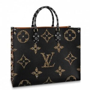 Louis Vuitton Replica Monogram Canvas Leopard Print Onthego Tote Bag M44674 Black/Brown 2019