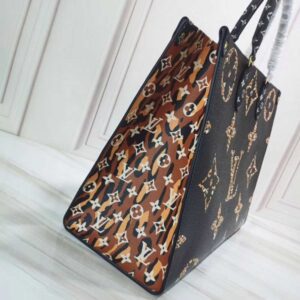 Louis Vuitton Replica Monogram Canvas Leopard Print Onthego Tote Bag M44674 Black/Brown 2019