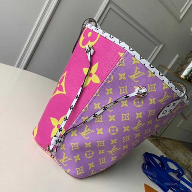 Louis Vuitton Replica Monogram Canvas Neverfull MM Tote Bag M44588 Pink/Lilac 2019