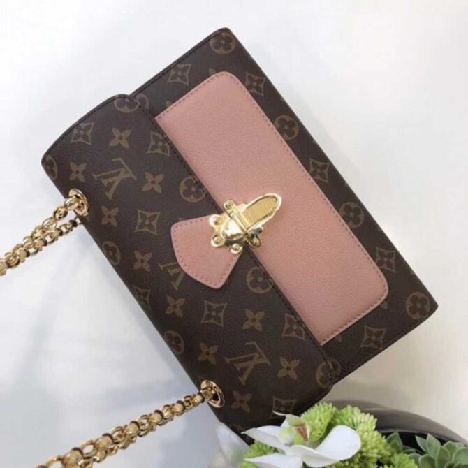 Louis Vuitton Replica Monogram Canvas With Colorful Calfskin Victoire Shoulder Bag M41735 Taupe Glace