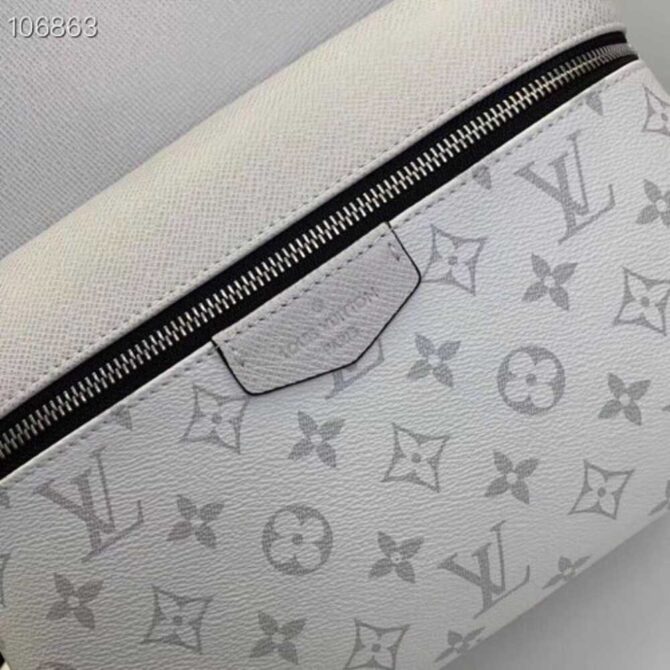 Louis Vuitton Replica Monogram Canvas and Taiga Leather Discovery Backpack PM Bag M30232 White 2019