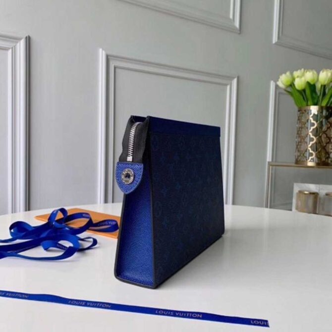 Louis Vuitton Replica Monogram Canvas/Taiga Leather Pochette Voyage MM Bag Blue 2019