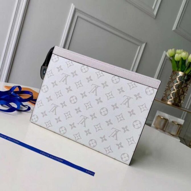 Louis Vuitton Replica Monogram Canvas/Taiga Leather Pochette Voyage MM Bag White 2019