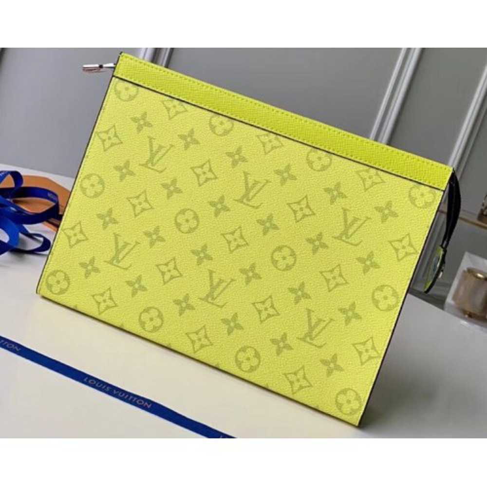 Louis Vuitton Replica Monogram Canvas/Taiga Leather Pochette Voyage MM Bag Yellow 2019