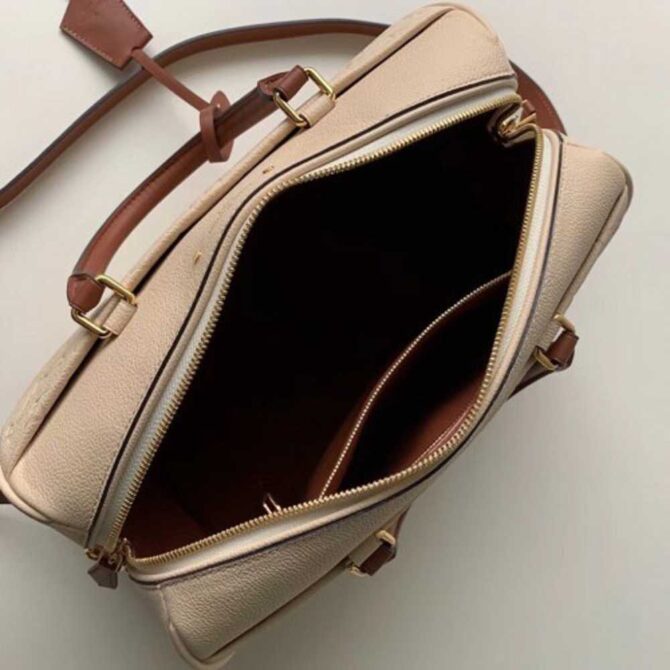 Louis Vuitton Replica Monogram Empreinte Speedy Bandouliere 25 Bag M44736 Creme Caramel 2019