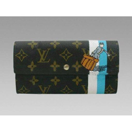 Louis Vuitton Replica Monogram Groom Wallet with Zip Pocket Blue