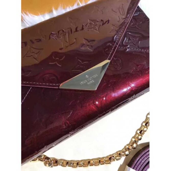 Louis Vuitton Replica Monogram Vernis Leather Envelope Clutch on Chain M90990 Burgundy