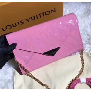 Louis Vuitton Replica Monogram Vernis Leather Envelope Clutch on Chain M90990 Pink