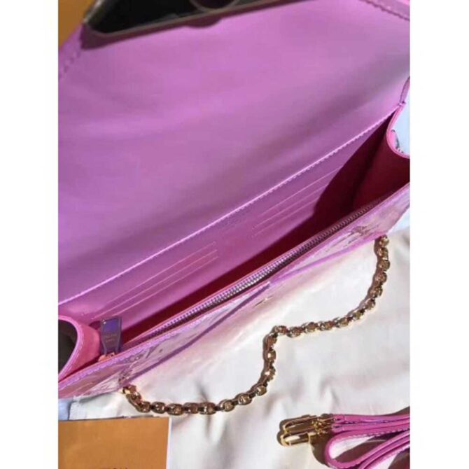Louis Vuitton Replica Monogram Vernis Leather Envelope Clutch on Chain M90990 Pink