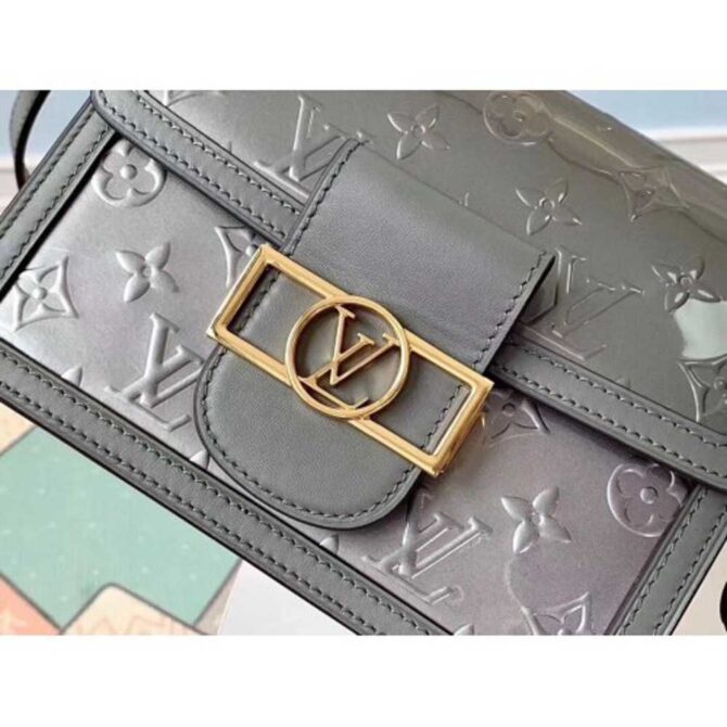 Louis Vuitton Replica Monogram Vernis Patent Leather Mini Dauphine Bag Gray 2019