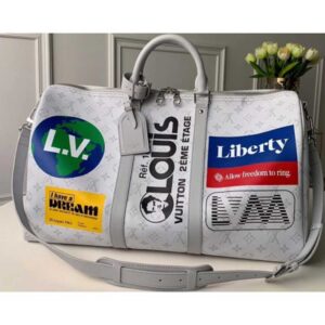 Louis Vuitton Replica Monogram White Canvas Chalk Keepall Bandouliere 50 Bag M44643 2019