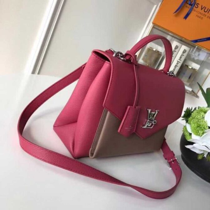 Louis Vuitton Replica Mylockme Top Handbag M51490 Pink/Grey 2018