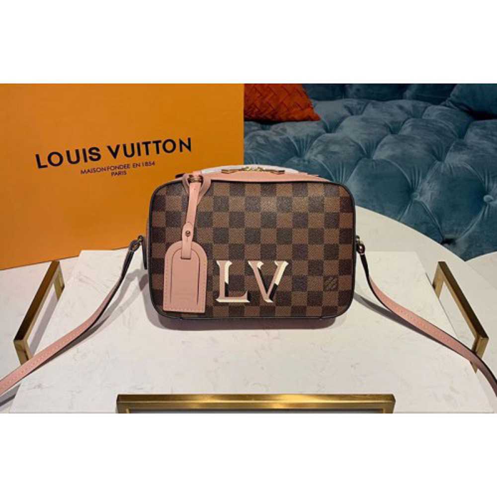 Louis Vuitton Replica N40179 LV Replica Santa Monica Bags Damier Ebene Canvas Pink