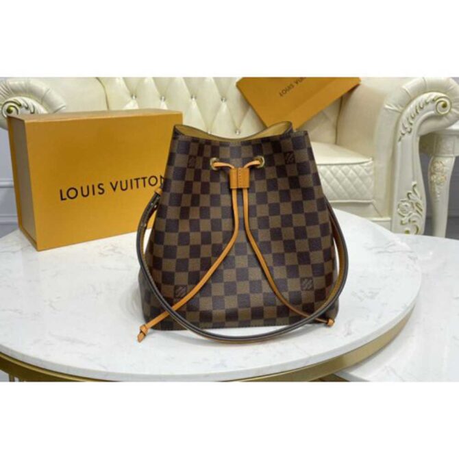 Louis Vuitton Replica N40213 LV Replica NeoNoe bucket bag in Damier Ebene coated canvas