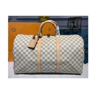 Louis Vuitton Replica N41430 LV Replica Keepall Bandouliere 50 Bag in Damier Azur Canvas