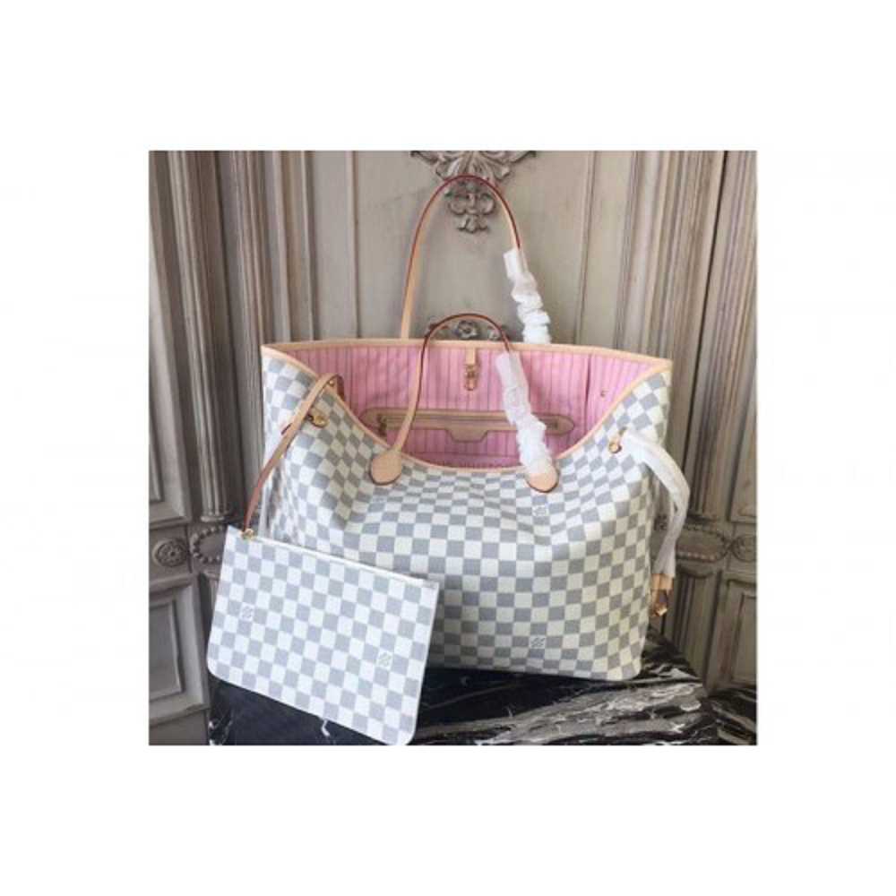 Louis Vuitton Replica N41604 Neverfull GM Damier Azur Canvas Bags Pink