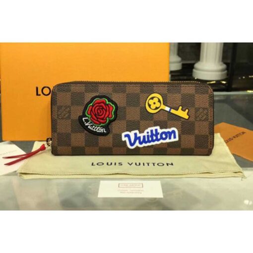 Louis Vuitton Replica N60147 LV Replica Clemence Wallets Damier Ebene Canvas