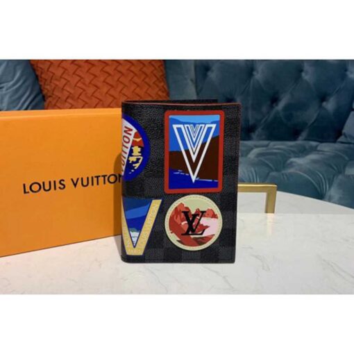 Louis Vuitton Replica N60154 LV Replica Passport Cover Wallet Damier Graphite Canvas