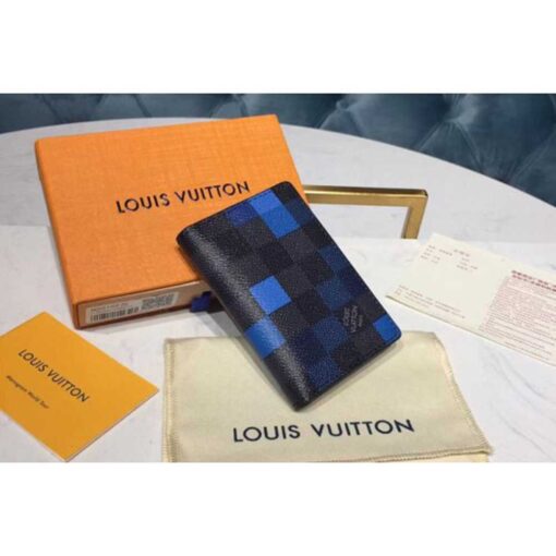 Louis Vuitton Replica N60158 LV Replica Pocket Organizer Damier Graphite Canvas Blue