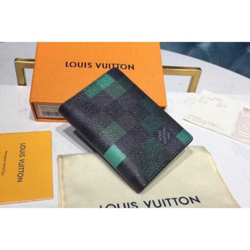 Louis Vuitton Replica N60158 LV Replica Pocket Organizer Damier Graphite Canvas Green