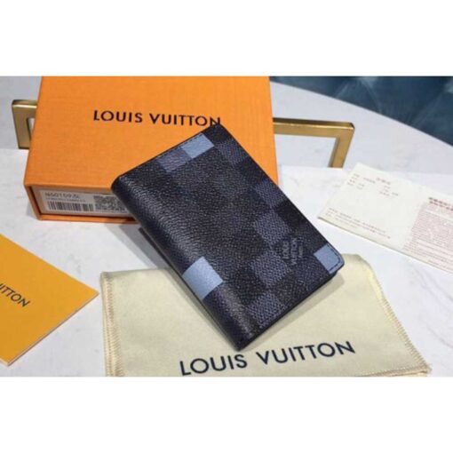Louis Vuitton Replica N60158 LV Replica Pocket Organizer Damier Graphite Canvas Light Blue