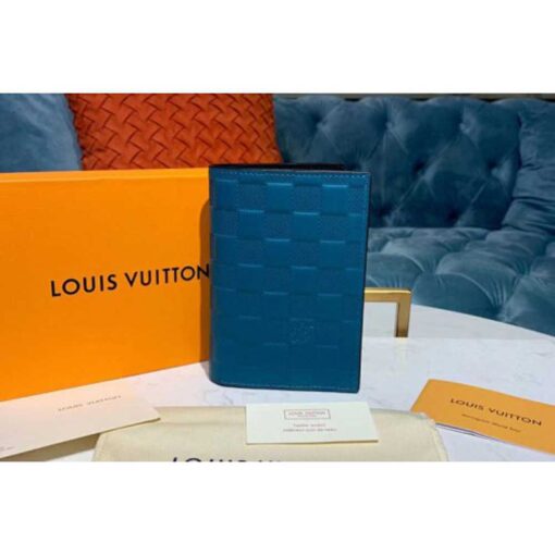 Louis Vuitton Replica N60181 LV Replica Passport Cover Wallets Blue Damier Infini Leather