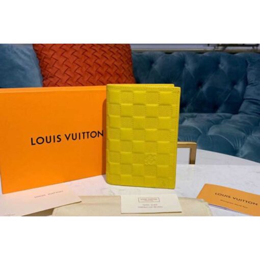 Louis Vuitton Replica N60181 LV Replica Passport Cover Wallets Yellow Damier Infini Leather