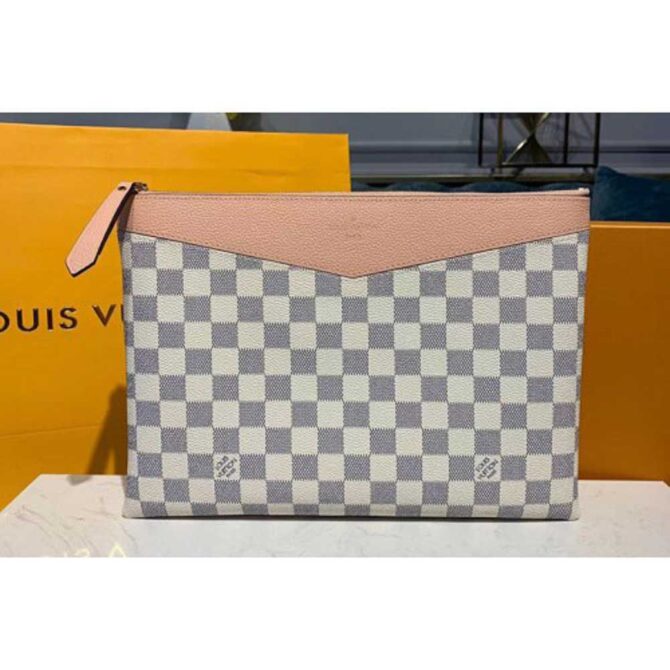 Louis Vuitton Replica N60260 LV Replica Daily Pouch Bags Pink Damier Azur Canvas