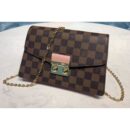 Louis Vuitton Replica N60287 LV Replica Croisette chain wallet in Damier Ebene canvas With Pink Leather