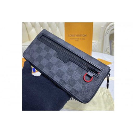 Louis Vuitton Replica N60355 LV Replica Utility Zippy wallet in Damier Graphite Giant coated canvas