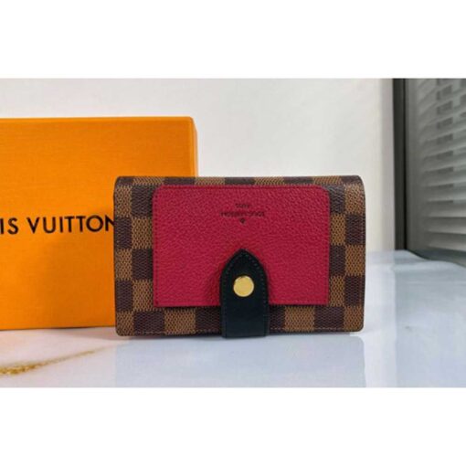 Louis Vuitton Replica N60381 LV Replica Juliette wallet in Damier Ebene coated canvas With Bordeaux Red / Black