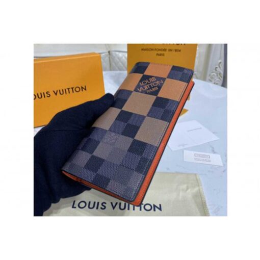 Louis Vuitton Replica N60424 LV Replica Brazza wallet in Orange Damier Graphite Giant coated canvas