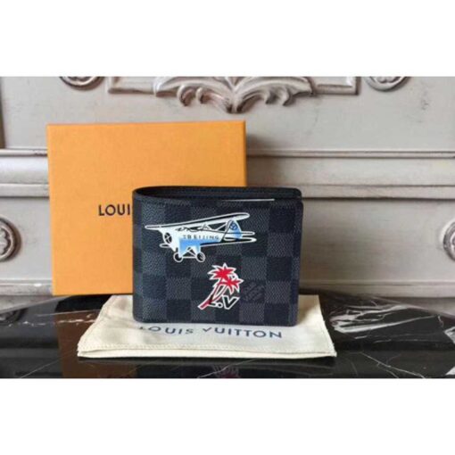 Louis Vuitton Replica N62663 Damier Graphite Canvas Multiple Wallet