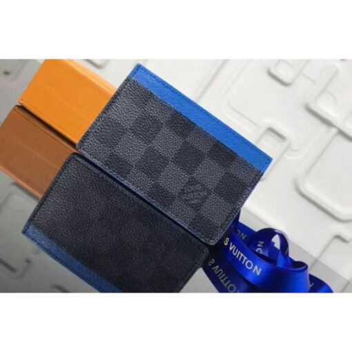 Louis Vuitton Replica N64029 LV Replica Card Holder Damier Graphite Canvas Blue