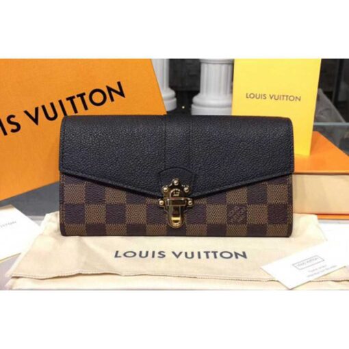Louis Vuitton Replica N64449 Clapton Wallet Damier Ebene Canvas Black