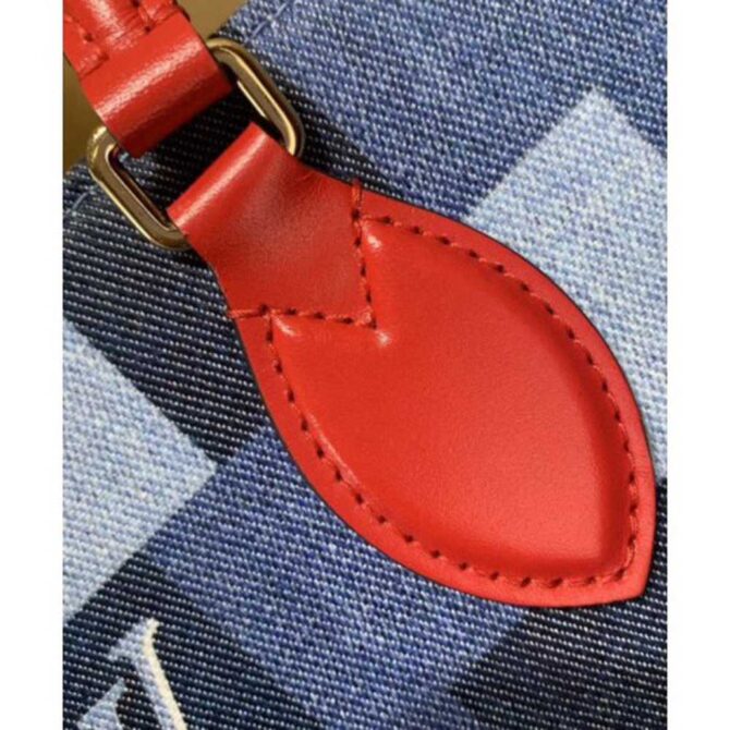 Louis Vuitton Replica Onthego GM Tote Bag In Damier Monogram Denim Canvas M44992 Blue/Red