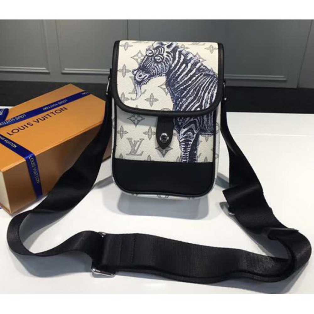 Louis Vuitton Replica Original Leather Zebra  Print  Men’s Mini Shoulder Bag M54246 White 2017