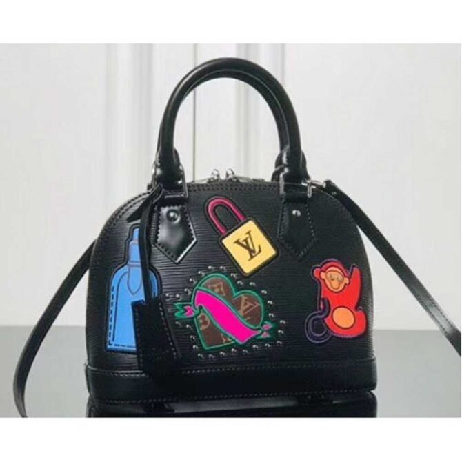 Louis Vuitton Replica Patches Stickers Epi Alma BB Bag M52481 Black 2019