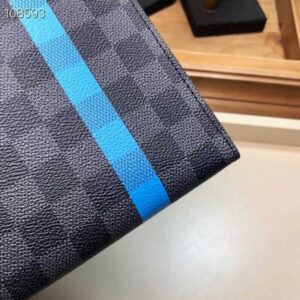 Louis Vuitton Replica Pochette Voyage MM Bag Damier Graphite Canvas N64444 Blue Stripe
