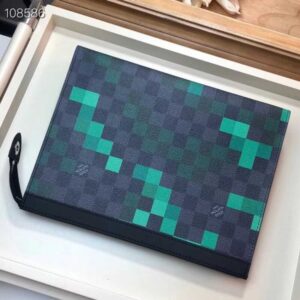 Louis Vuitton Replica Pochette Voyage MM Bag Damier Graphite Canvas Pixel N60176 Green