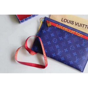Louis Vuitton Replica Pouch Clutch Small Bag Monogram Canvas Blue/Red Spring Summer 2018