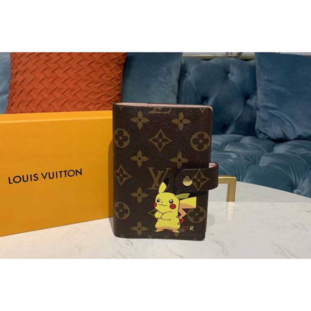 Louis Vuitton Replica R20005 LV Replica Small Ring Agenda Cover Wallet Monogram canvas With Pikachu