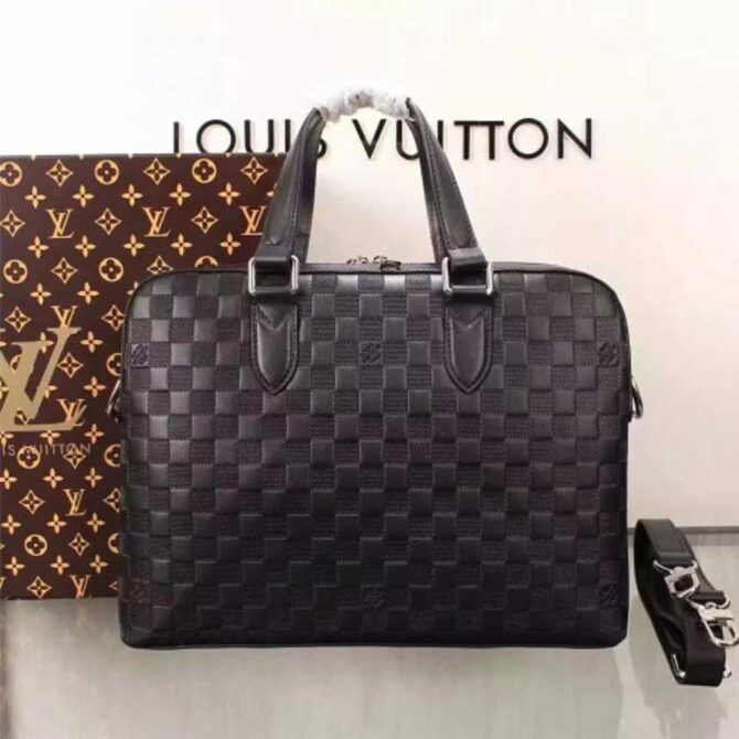 Louis Vuitton Replica STUDIO BRIEFCASE Damier Infini cowhide leather N41490 Onyx (75404)