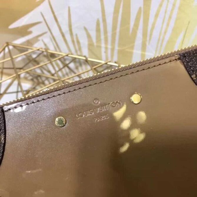 Louis Vuitton Replica Sarah Monogram Vernis Leather Zip Around Wallet Taupe 2018