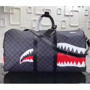 Louis Vuitton Replica Shark Damier Graphite Canvas Keepall Bandouliere 55 M54169