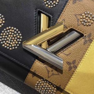Louis Vuitton Replica Studded Leather Monogram Reverse Coated Canvas Twsit MM Bag M54600 2017