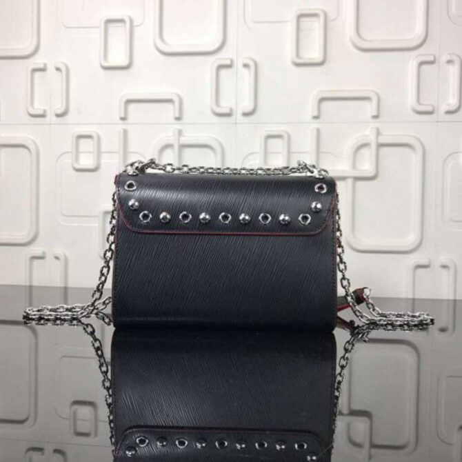 Louis Vuitton Replica Studs And Eyelets Epi Leather Twist MM bag M53520 Noir 2018