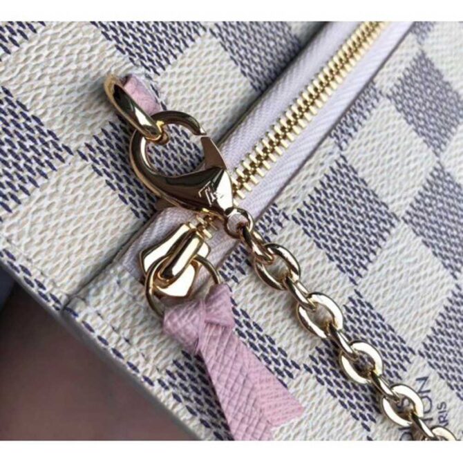 Louis Vuitton Replica Summer Trunks Damier Azur Canvas Chain Pochette Weekend Clutch Bag N60108 2018