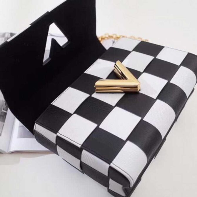 Louis Vuitton Replica Twist MM Bag in Damier Leather Black/White M50280 2018
